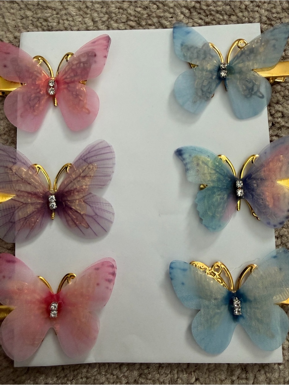 NWOT Aratta Silent Journey-Butterfly Hair Clips Set - Pastel Pink, Purple & Blue - Picture 5 of 14
